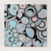 ブラックブルーモチャピンクのグラデーション同心円 ジグソーパズル (横)