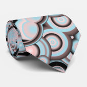 ブラックブルーモチャピンクのグラデーション同心円 ネクタイ (ロール)