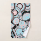 ブラックブルーモチャピンクのグラデーション同心円 バスタオルセット (ハンドタオル)