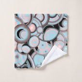 ブラックブルーモチャピンクのグラデーション同心円 バスタオルセット (ウォッシュタオル)