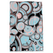 ブラックブルーモチャピンクのグラデーション同心円 ミディアムペーパーバッグ (正面)