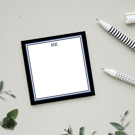 ブラックブルーモノグラムのポストイットノート ポストイット