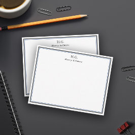 ブラックブルーモノグラムの ノートカード