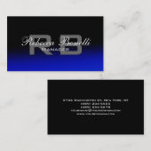 ブラックブルーユニークグレーモノグラムビジネスカード 名刺 (正面/裏面)