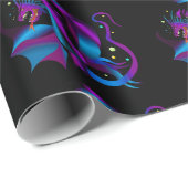 ブラックブルーユニークスとパープルのファイアーズドラゴン ラッピングペーパー (ロールコーナー)