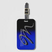 ブラックブルーユニークモノグラム ラゲッジタグ (正面縦)