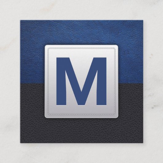 ブラックブルーレザー | モノグラム スクエア名刺 (正面)