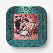 ブラックブルーレッド自転車の結婚披露宴 ペーパープレート (正面)