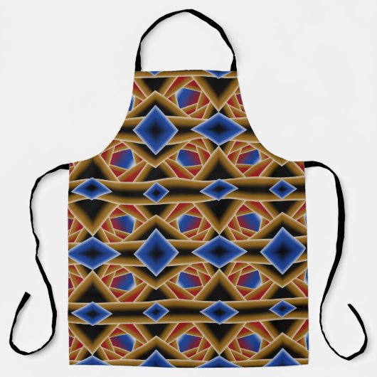 ブラックブルーレッド金ゴールドグラデーションアビス抽象芸術アート エプロン (正面)