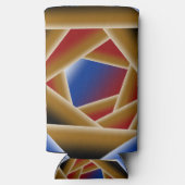 ブラックブルーレッド金ゴールドグラデーションアビス抽象芸術アート スリム缶クーラー (裏面)