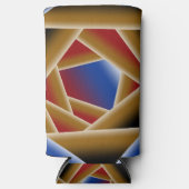 ブラックブルーレッド金ゴールドグラデーションアビス抽象芸術アート スリム缶クーラー (正面)