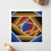 ブラックブルーレッド金ゴールドグラデーションアビス抽象芸術アート ノートカード (正面/裏面インサイチュ)