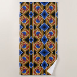 ブラックブルーレッド金ゴールドグラデーションアビス抽象芸術アート ビーチタオル