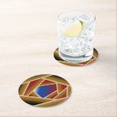 ブラックブルーレッド金ゴールドグラデーションアビス抽象芸術アート ラウンドペーパーコースター (インサイチュ)