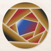 ブラックブルーレッド金ゴールドグラデーションアビス抽象芸術アート ラウンドペーパーコースター (正面)
