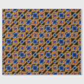 ブラックブルーレッド金ゴールドグラデーションアビス抽象芸術アート ラッピングペーパー (フラット)