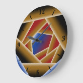 ブラックブルーレッド金ゴールドグラデーションアビス抽象芸術アート ラージ壁時計 (傾斜)