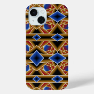 ブラックブルーレッド金ゴールドグラデーションアビス抽象芸術アート iPhone 15ケース