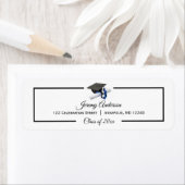 ブラックブルー卒業クラスキャップとタッセルアドレス ラベル (インサイチュ)