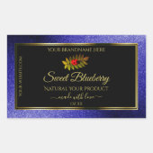 ブラックブルー王室のグリッター製品ラベルLadybug 長方形シール (正面)