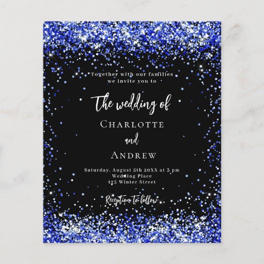 ブラックブルー王室の予算結婚式招待状 チラシ (正面)