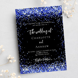 ブラックブルー王室の紙吹雪ラグジュアリー結婚ズ 招待状