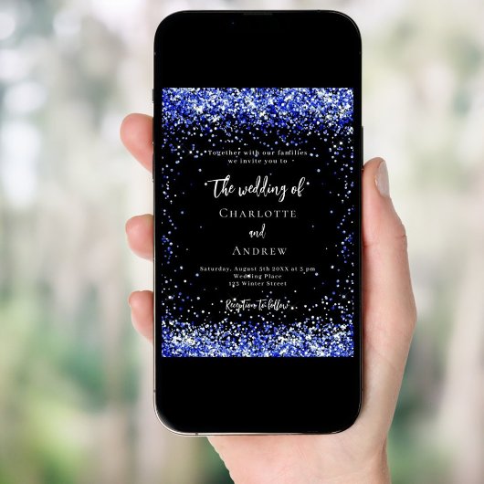 ブラックブルー王室の紙吹雪ラグジュアリー結婚ズ 招待状