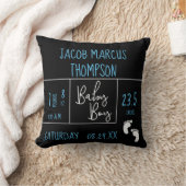 ブラックブルー男の赤ちゃん写真(誕生統計) クッション (ブランケット)