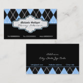 ブラックブルー白アーガイルトレンディー名刺 名刺 (正面/裏面)