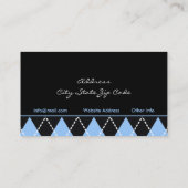 ブラックブルー白アーガイルトレンディー名刺 名刺 (裏面)