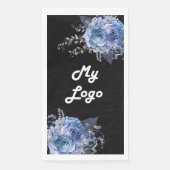 ブラックブルー花模様のビジネスロゴ (正面)