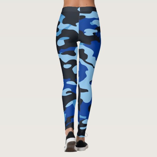 ブラックブルー迷彩柄レギンス – 戦術的ヨガパンツ レギンス (裏面)