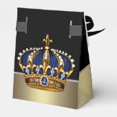 ブラックブルー金ゴールドクラウンプリンスベビーシャワー フェイバーボックス (裏面サイド)