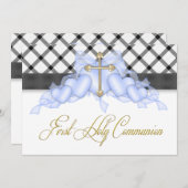 ブラックブルー金ゴールドクロスボーイズブルーファースト 招待状 (正面/裏面)