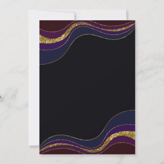 ブラックブルー金ゴールドグリッターサプライズ21歳の誕生日 招待状 (裏面)