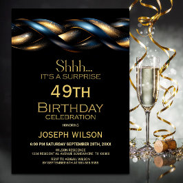 ブラックブルー金ゴールドサプライズ任意の年齢の誕生日パーティー 招待状