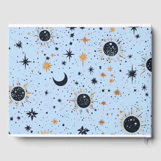 ブラックブルー金ゴールド天日月結婚星 ゲストブック (裏面)