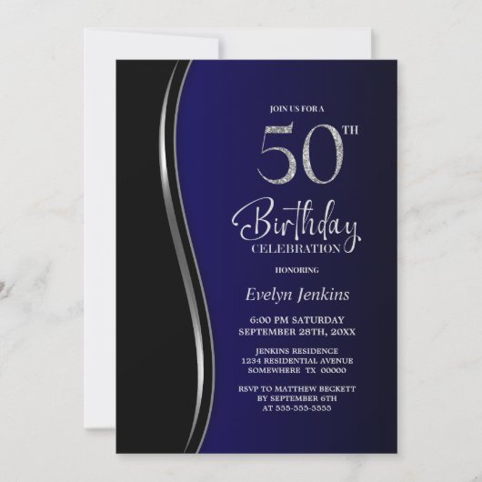 ブラックブルー50th誕生日パーティー 招待状 (正面)