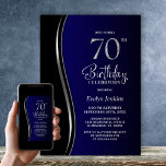 ブラックブルー70th誕生日パーティー 招待状<br><div class="desc">招待状この黒と青の70歳のバースデモダンィーパーティーの招待で友人や愛する人を紹介する。この招待テンプレートのカスタマイズ可能な文字領域を使用すると、日付、時刻、会場、RSVP情報など、特別な誕生祝いに必要なすべての詳細を簡単に含めることができます。さまざまな紙タイプとコーナースタイルがユニーク招待状で利用でき、デジタル形式を好んでダウンロードすもしるオプションも用意されている。</div>
