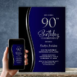ブラックブルー90th誕生日パーティー 招待状<br><div class="desc">招待状この黒と青の90歳のバースデモダンィーパーティーの招待状で友人や愛する人々。この招待テンプレートのカスタマイズ可能な文字領域を使用すると、日付、時刻、会場、RSVP情報など、特別な誕生祝いに必要なすべての詳細を簡単に含めることができます。さまざまな紙タイプとコーナースタイルがユニーク招待状で利用でき、デジタル形式を好んでダウンロードすもしるオプションも用意されている。</div>