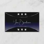 ブラックブルー(シルバーとスパーク華美リーのダイヤモンド付き) 名刺 (正面)