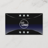 ブラックブルー(シルバーのデコールダイヤモンドとロゴ) 名刺 (正面)