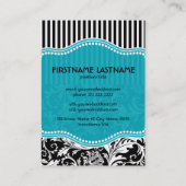 ブラックブルー&ホワイトフローラダマスク2カスタマイズ- 名刺 (裏面)