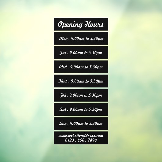 ブラックブロックスタイルの営業時間 ウィンドウサイン (シート3)