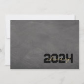 ブラックブロンズの黒板卒業サンキューカード 招待状 (裏面)