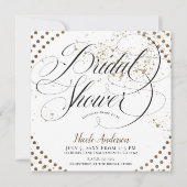 ブラックブロンズシモダンック婚約ブライダルシャワー 招待状 (正面)