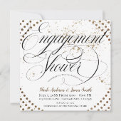 ブラックブロンズモダンシック婚約シャワーパーティー 招待状 (正面)