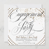 ブラックブロンズ モダン シック ウェディング 婚約 パーティー 招待状 (正面)