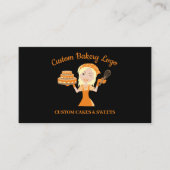 ブラックブロンドレディボスケーキデコレーターベーカリー 名刺 (正面)