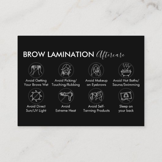 ブラックブローラミネーションアフターケアアドバイスありがとう 名刺 (裏面)